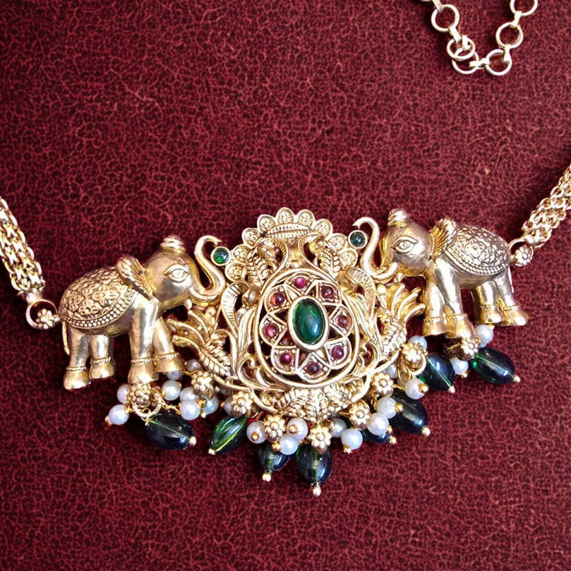 Temple Style Elephant Necklace Set | Traditional Indian Jewelry