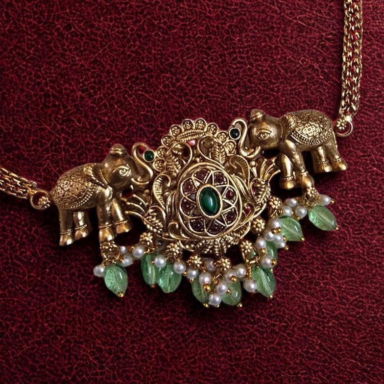 Temple Style Elephant Necklace Set | Traditional Indian Jewelry