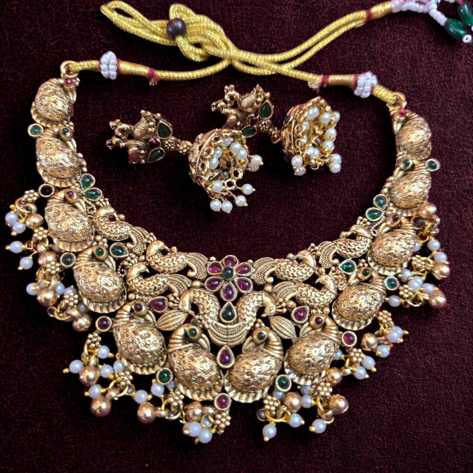 Traditional Antique Temple Necklace Set