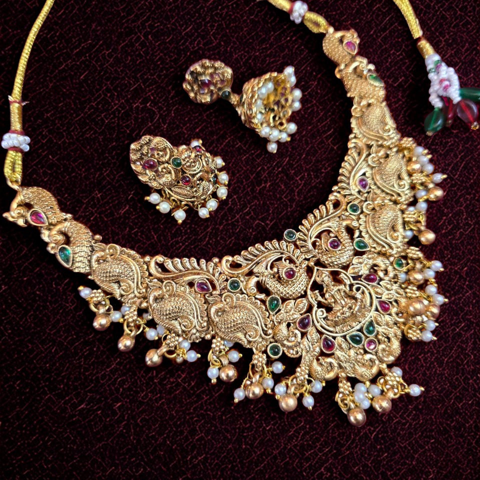 Temple Peacock Necklace Set