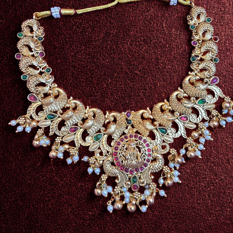 Temple Style Lakshmi Peacock Statement Set