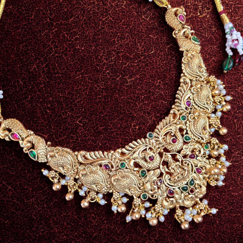 Temple Peacock Necklace Set
