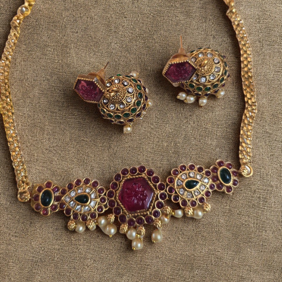 Kundan Ruby & Emerald Choker Set