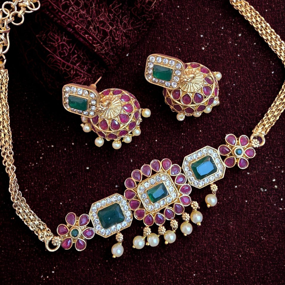 Emerald Ruby Kundan Choker Set