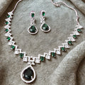 Royal Emerald Teardrop Necklace Set on luxury background